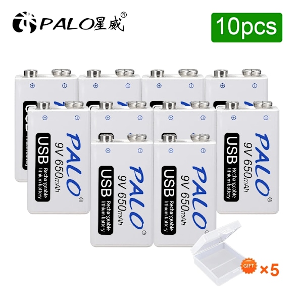 9V 650mAh Lithium-Ion Genopladeligt Batteri, CE Certificeret, 7.2-8.4V,10 stykker 10pcs 10PCS