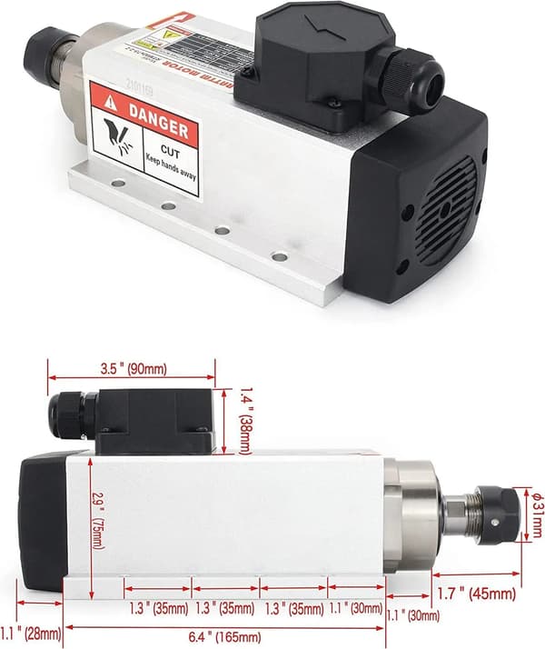 CNC Spindelmotor, 2,2 kW effekt, 24000 omdr./min hastighed, luftkølet design