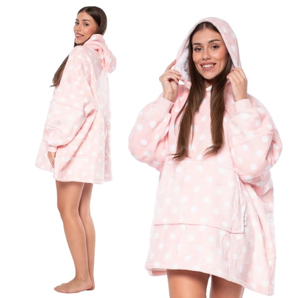 Överdimensionerad Sweatshirtfilt, Huva Design, Känguruficka, Rosa
