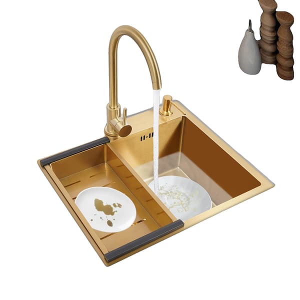 Køkkenvask, Rustfrit Stål, Enkelt Skål, Guld