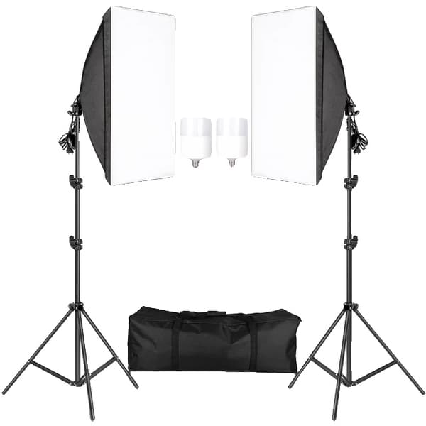 Softbox-belysningskit, justerbart stativ, E27-kompatibilitet, 30W LED-lampor