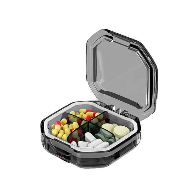 Bärbar Tablettorganisatör, 4/6 Fack, Läcksäker Design, Grå-4 rutor