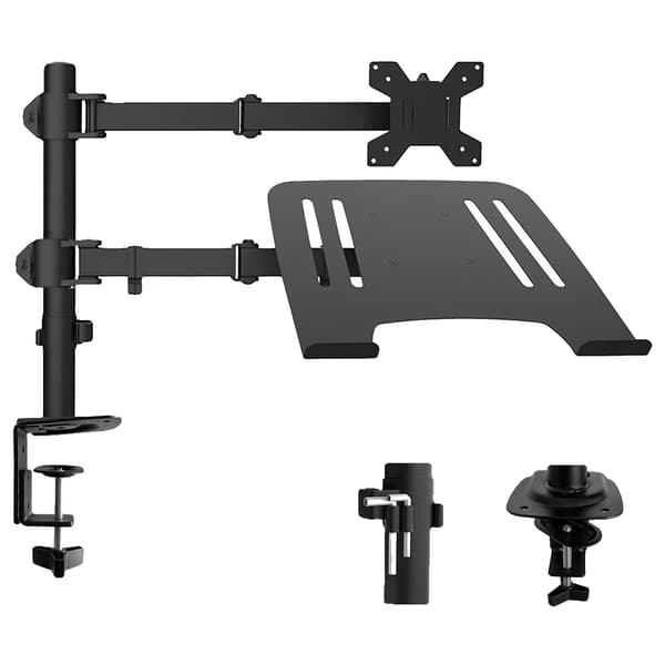 Monitorarm, Justerbar VESA-beslag, Pladsbesparende Design, sort