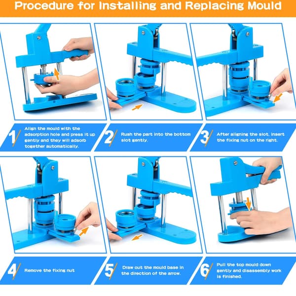 Pin Button Maker, 3 Størrelser af Forme, Ergonomisk Design
