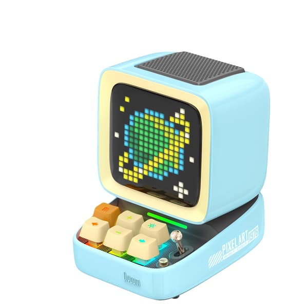 Bärbar Bluetooth-högtalare, DIY Pixelkonstdisplay, Smart väckarklocka, 5000mAh batteri,Ditoo-Pro Blå