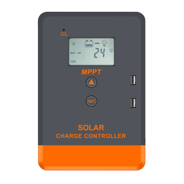 Solcellelader, MPPT Effektivitet, LCD Skærm, 20A MPPT-controller