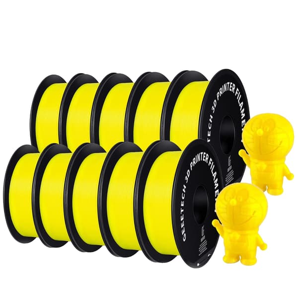 Geeetech PETG-filament, 10 kg hållbart material, 1,75 mm diameter, låg krympning, Gul