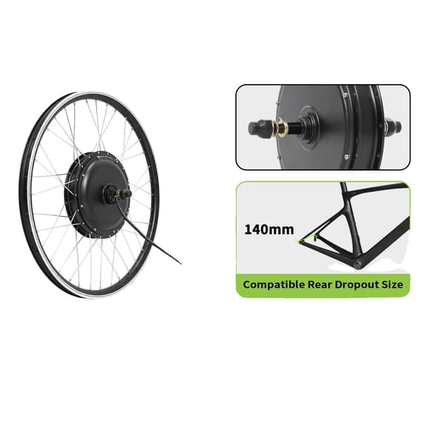 elbilsomvandlingssats, hög effektivitet motor, komplett installationssats, 52V 2000W-b, 26