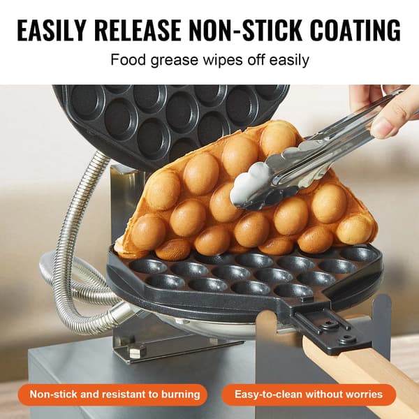 Bubble Waffle Maker, 1400W, Rustfrit Stål, Temperaturinterval 50°C til 250°C, Dimensioner 37 x 29 x 15 cm, CE Certificeret