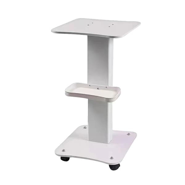 Salonvogn, 360° Drejbar Hjul, Stor Kapacitet Bakke, Hvid