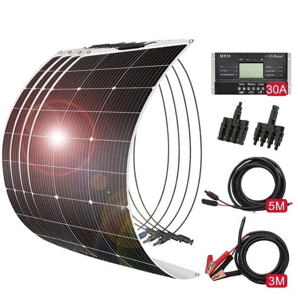 Solpanel, 100W Flexibel, Monokristallin Design, NY 400W Kit