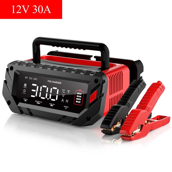 Bilbatterioplader, Fuldautomatisk, Multi-Spændingskompatibilitet, 12V 30A, EU Stik-a