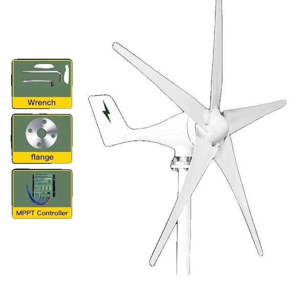 3000W Liten Vindkraftverk Generator, 5 Blad, 12V/24V/48V Vindkraft,Med Mppt-kontroll, 1000W, 24V With MPPT Controller With Mppt Controller