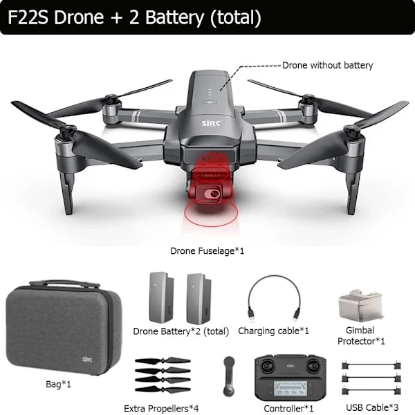 SJRC F22S Drone, 4K UHD-kamera, 3,5 km GPS-räckvidd,F22S 4K PRO 2B F22S 4K PRO 2B F22S 4K PRO 2B