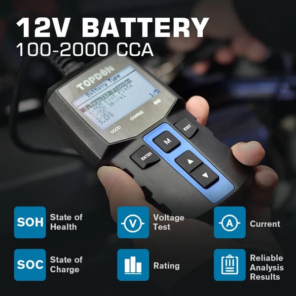 Bilbatteritesteren, Kompakt Design, Flere Testfunktioner, BT100