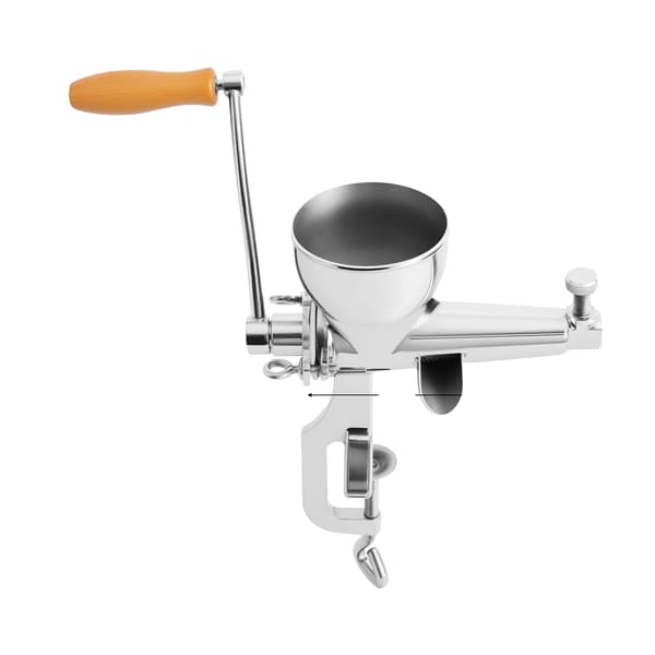 Manuel Juice Squeezer, 304 Rustfrit Stål, Træhåndtag, 9 cm Indløbsdiameter, Sølv