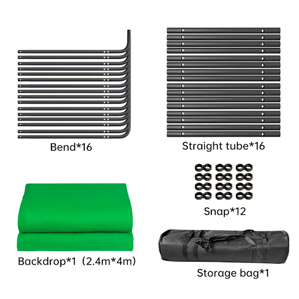 Vinyl Bakgrundsställning 240x400cm, Stabil Konstruktion, Portabel med Bärväska,240x400cm Grön 240x400cm Green 240x400cm Green