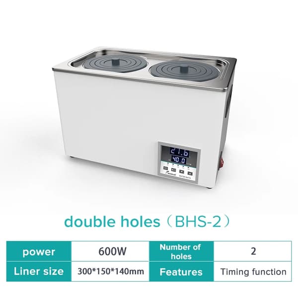 Laboratorievattenbad, 1 eller 2 hål, digital display, 2 Hål, EU-plugg
