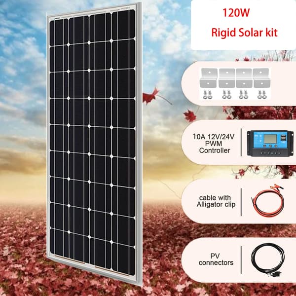 Solpanel, Holdbart Design, Høj Effektivitet, 12V 120W solarkit