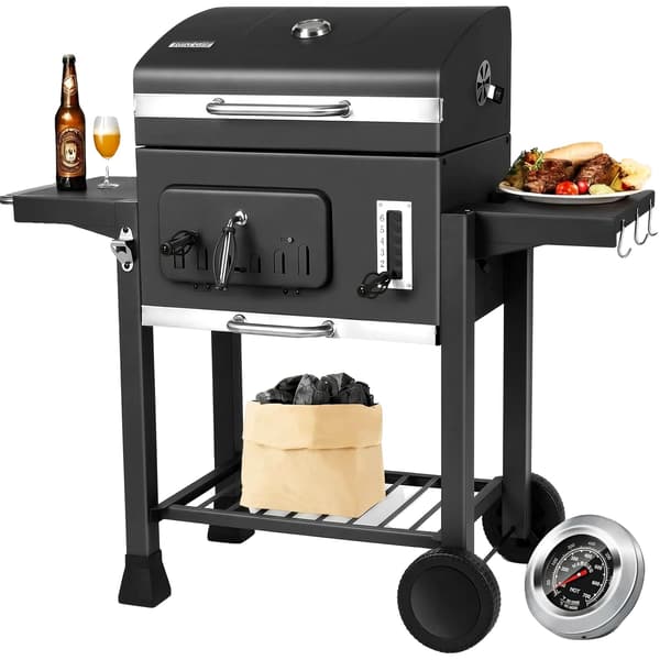 Kulgrill, Vognfunktion, Justerbar Bakke, sort
