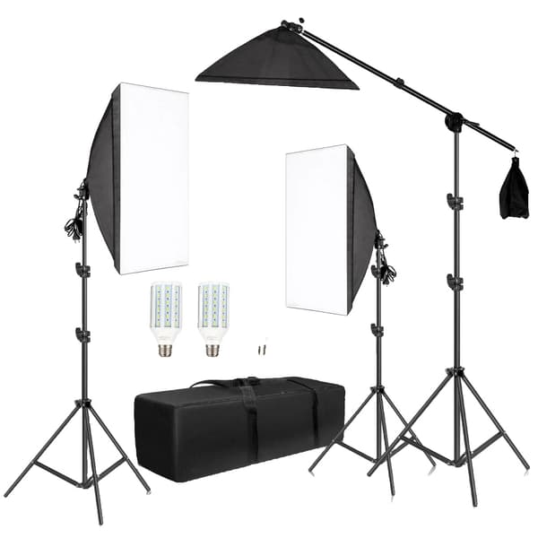Fotograferings Softbox Kit, 3 Softboxes, Boom Arm