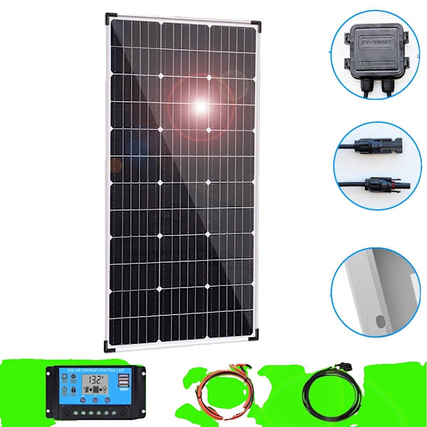 Monokristallint solpanelspaket, hög effektivitet, väderbeständigt, 150W,150w kit = 150w kit 150w kit 150w kit