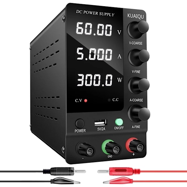 Laboratorie Strömförsörjning, 0-30/60V 5A/10A, LED-display, Effektiv Värmeavledning AN-SPS-C605 Black AN-SPS-C605 Black