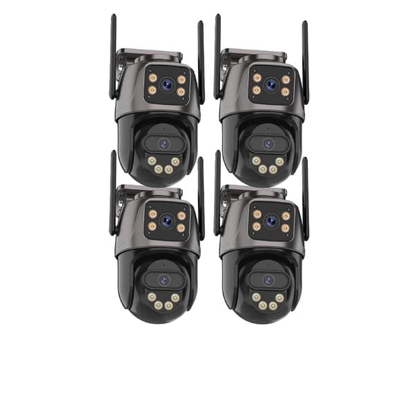 IP-kamera, 4K-resoluutio, kaksoislenssi, 4PCS EI Kortti, EU Plug