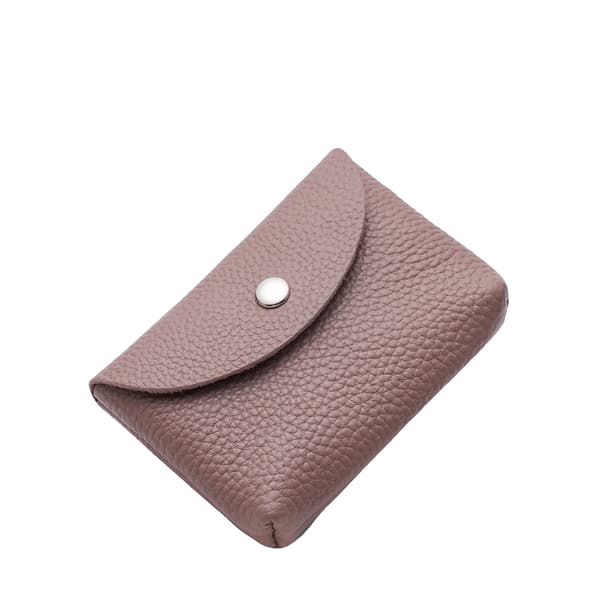 Myntplånbok, Äkta Läder, Kompakt Design, Liten mörk rosa