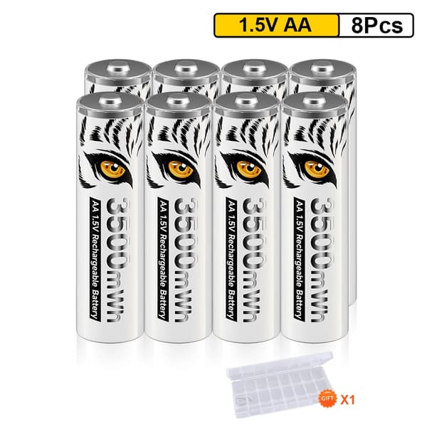 Uppladdningsbara Batterier, USB-laddare, Hög Kapacitet, 8PCS AA
