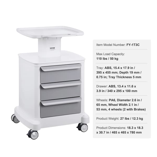 Laboratorieverktygsvagn, Mobil design, Robust konstruktion, Vit 4 ABS 4