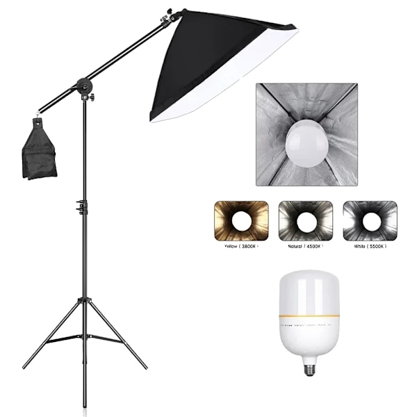 Justerbar Softbox Lys, 70-200CM Stativ, 20W Energibesparende Lampe,Model L, M Model l Model L