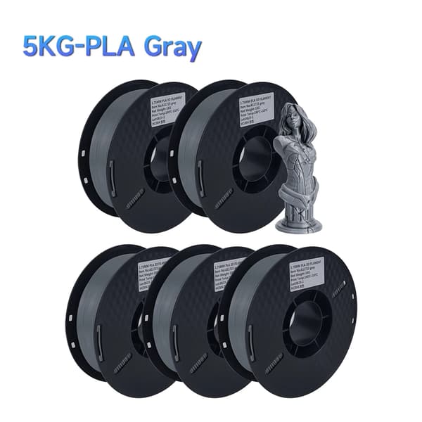 3D-printer filament, 1,75 mm diameter, blank finish, 5KG grå