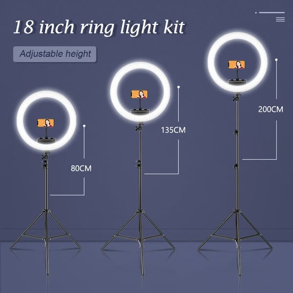 Ring Light, 18 LED-lamppua, jalusta