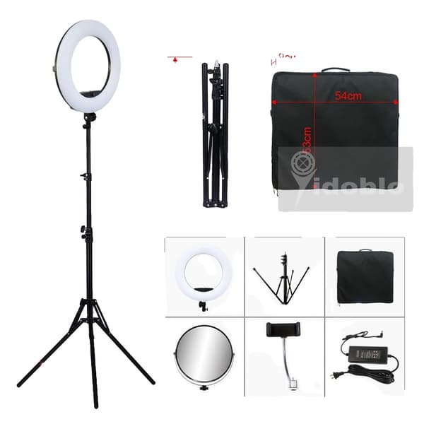 LED Ring Light Kit, Bi-Color 3200K-5500K, 96W Effekt, Sort kit