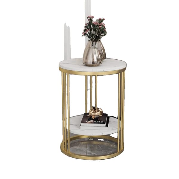 Accentbord, Moderne Design, To-niveau Opbevaring, Guld