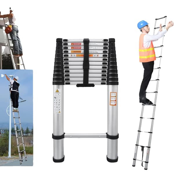 Teleskopstege, Lättviktsaluminium, 5 Meter Höjd, 5M