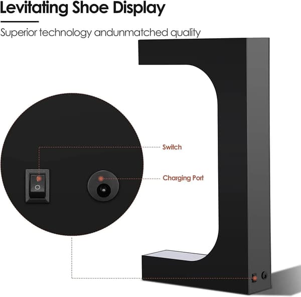 Sko Display Stativ, Magnetisk Levitation, LED Lys Rotation, sort