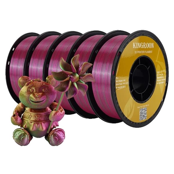 3D-printer filament, silke finish, multicolor muligheder, Guld Grøn Rosenrød