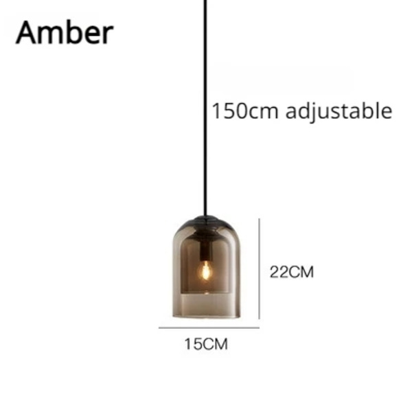 Nordisk Hængelampe, Justerbar Snor, Moderne Glassten Finish, Rav, varmt lys Amber