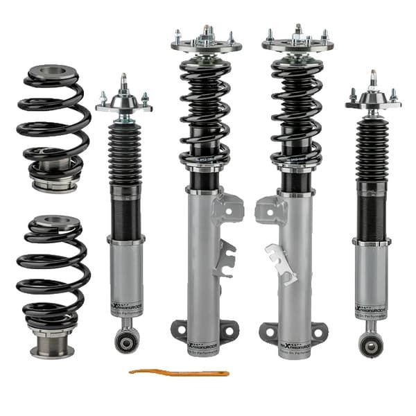 Coilover Kit, Justerbar Markhöjd, 24-Vägs Dämpning, grå