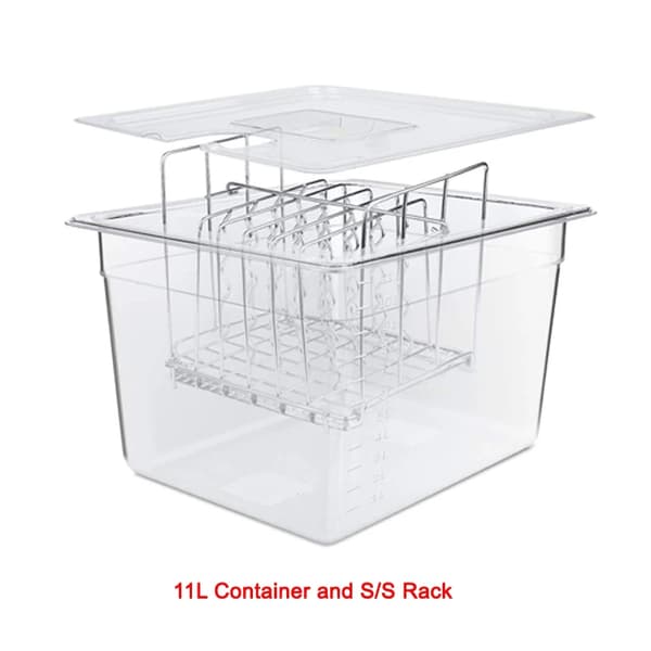 Rustfrit Stål Sous Vide Sæt, 11L Beholder, Justerbar Rack, Rack N 11L Container