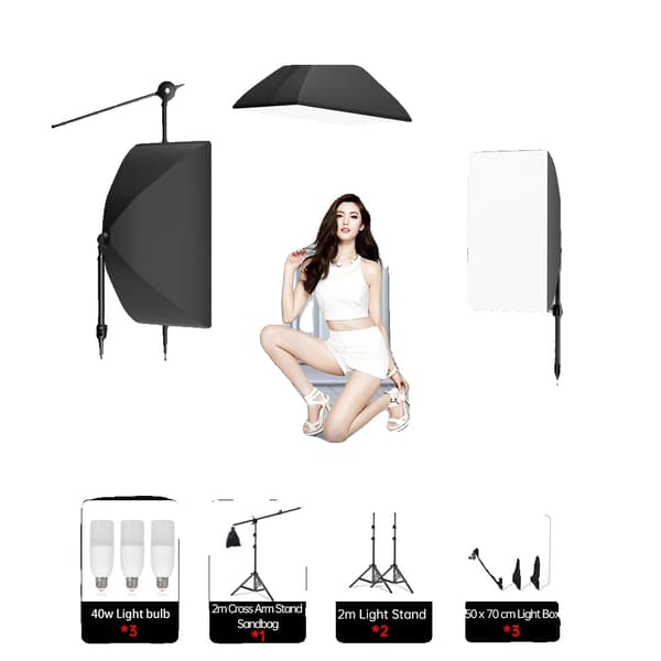 Fotografi Ljuskit, Justerbart Höjdstativ, Softbox Design, 3 40W Glödlampor
