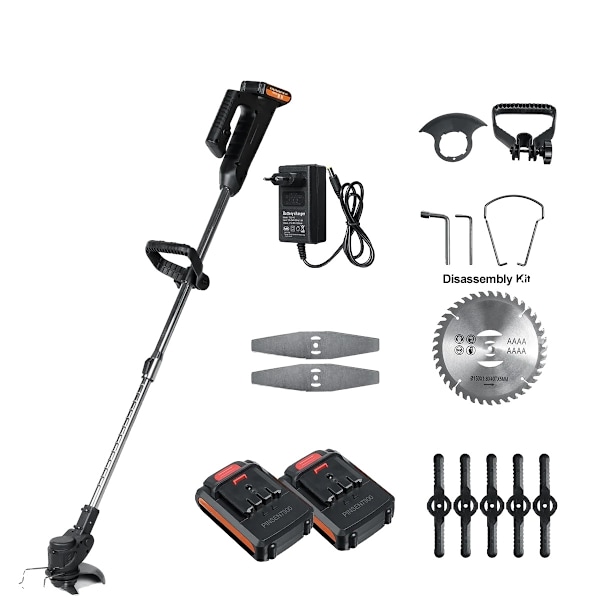1000W Trådlös Elektrisk Grästrimmer, Justerbar Längd, Långvarigt Batteri,2 Batteri 2 Battery 2 Battery