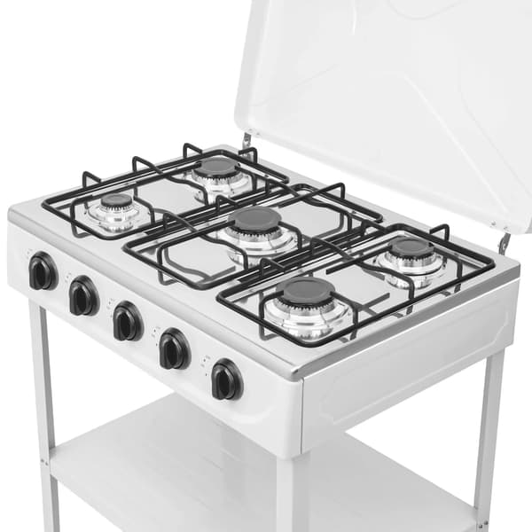 Gaskök, 5 brännare, manuell tändning, VIT