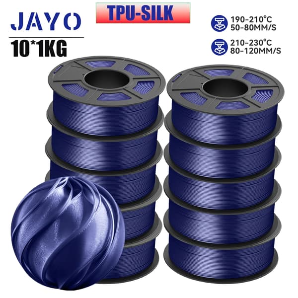 3D-printer filament, 1,75 mm diameter, 10 ruller, boblefri, TPUSILK 10DB