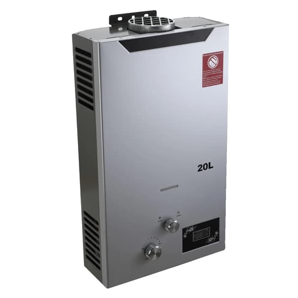 Tankless Vandvarmer, 20L/min Flow Rate, Bærbart Design, Grå
