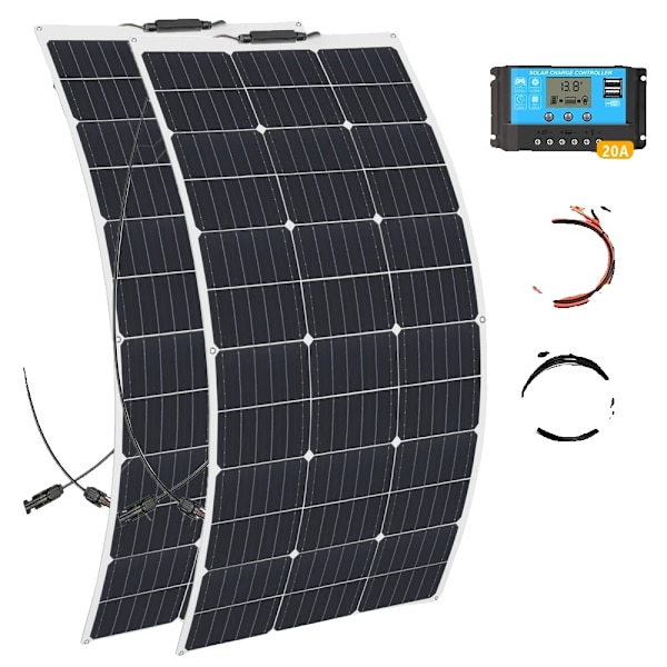 Fleksibelt solpanel kit, 100W/200W, Høj effektivitet monokrystallinske celler,200W Solarkit 200W Solarkit 200W Solarkit