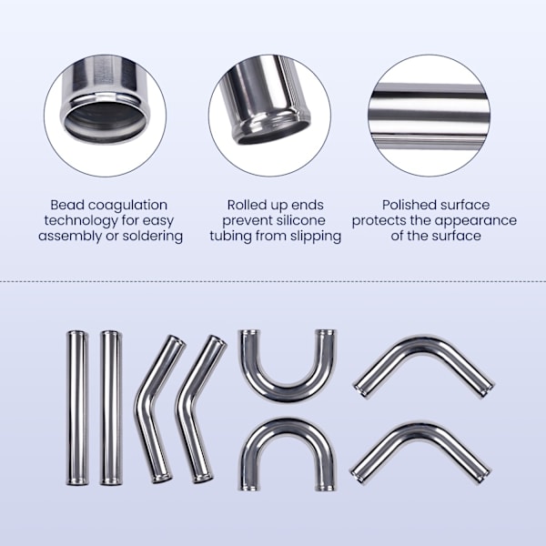 Universellt Intercooler Turbo Rörsats, 2,5" Aluminiumrör, Silikon Slangar
