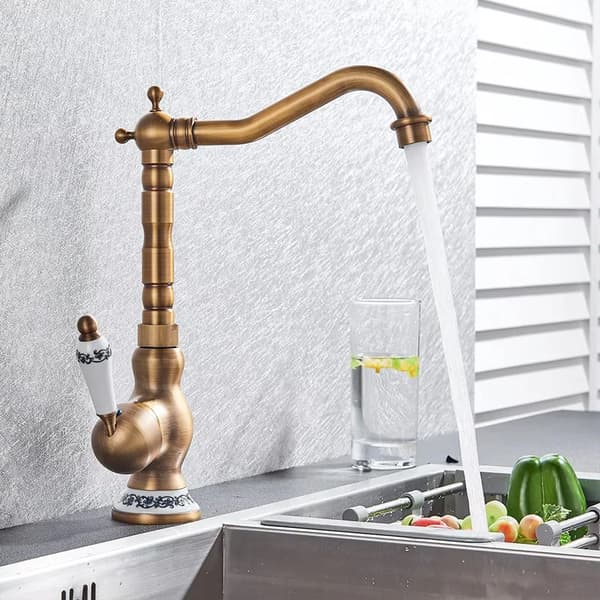 Brass Basin Faucet, Single Handle, 360 Grad Rotation, Antik Messing